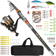 AMEEDA Allround Angelrute 1.8-3.6m Teleskop Angelrute Combo Und Reel Full Kit Spinning Angelrolle Gang Pole Set Angelschnur Köder Haken Jigkopf Einsteiger (Size : 3.6m, Color : Black)