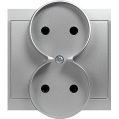 2x2P Luna dubultā sienas kontaktligzda, 16A, 250V, PT-5LR, sudraba krāsā