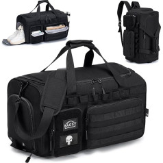 BAGZY Tactical Travel Bag Sports Bag 40L Training Bag Men with Shoe Compartment for Men Travel Sports Fitness Weekender Camping, black 40l, travel bag