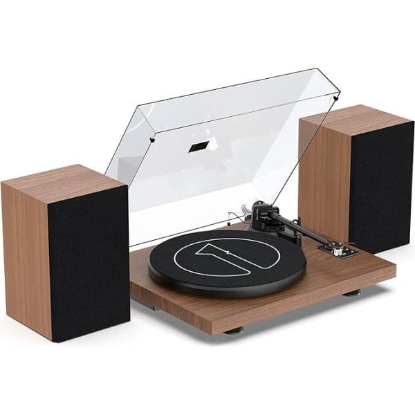 1 BY ONE Wireless Turntable HiFi System with 36 Watt Bookshelf Speaker, Vinyl Record Player with Magnetic Cartridge