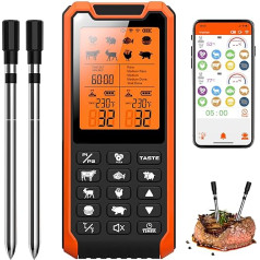 Fileeyn Smart Meat Thermometer Wireless Bluetooth with 2 Probes, LCD Display, 500 ft Bluetooth Range, 550 °F Heat Resistance, App Control, Grill Thermometer for BBQ, Grill, Smoker, Oven