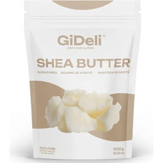 GiDeli Shea Butter Organic 1kg Unrefined Hand Kneaded A-Grade African Pure Ivory All-Natural Smooth Shea Nut Lip Balm Body Butter for All Skin Types