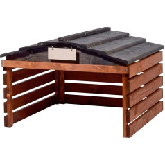 dobar® Robot Lawnmower Garage Made of Wood with Removable Roof, Lawn Robot Shelter with Customisable Sign, 78.5 x 74 x 52.5 cm, Brown/Black