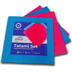 DONATIF Tatami Gymnastics Mat - Puzzle Rug 4 Pack 100 x 100 x 4 cm - EVA Flooring - Fitness Mat - Flooring Against Rauma (Red/Blue)