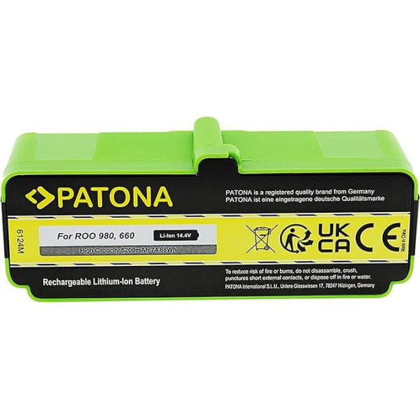 PATONA Power Battery Replacement for 4502233, 11702, GD-Roomba-500, VAC-500NMH-33 Battery Compatible with iRobot Roomba 866, 886, 896, 900, 966, 980 14.4 V / 4400 mAh