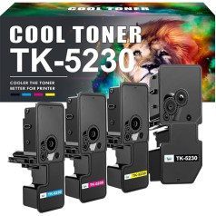 Cool Toner TK5230 Compatible with Kyocera TK-5230 TK 5230 for ECOSYS M5521Cdw M5521Cdn P5021Cdn P5021Cdw P5021 M5521 TK-5230K TK-5230C TK-5230Y TK-523 0M (Black Cyan Yellow Magenta, 4 Pack)