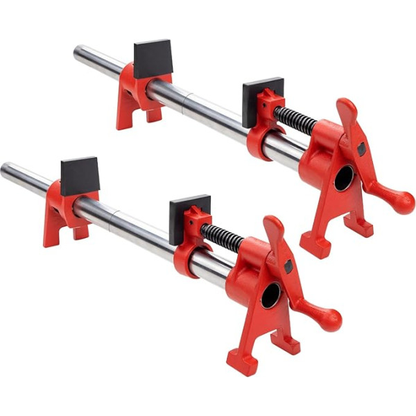 DEEFIINE 2 Pcs Rohr-Schraubzwinge Und Stahl Rohr, 3/4 Zoll Rohrklemmen mit Schutzfunktion, Schnellspanner Clamp, Schlauchschellen, Korpuszwinge＆Holzklemmensatz für Holzbearbeitung