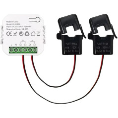 AIRUIXI solar stromzähler Energiezange, bidirektionales Messgerät mit Summeralarm for Schwellenwert-App-Monitor, Export-Import-Stromversorgung, AC110V/240V(2 Channels-2CT)