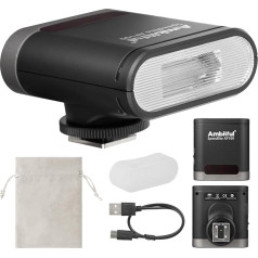 Ambitful Flash AF100 Mini Flash Camera Flash GN12, 8 Power Levels, Built-in 2000 mAh Battery Manual Speedlite Compatible for Canon/Sony/Ricoh gr3/Nikon/Fuji 0.1 ~ 1.8S Recycle