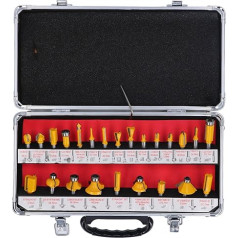 Router Bit Set 24 Pieces 8 mm Shaft Tungsten Steel Alloy Wood Milling Kit for Professional and Beginners Carpenters Wood Calrowing Grinder Tools with