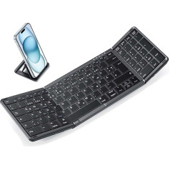 OMOTON Bluetooth Foldable Keyboard, Wireless Mini Keyboard with 3 Channels for Windows/iOS/Android/Mac, Rechargeable Folding Keyboard Full Size with Numeric Keypad, Black