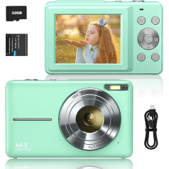 Sevenat Digital Camera FHD 1080P 44MP Photo Camera Digital Camera with 32G Card 16X Digital Zoom Compact Simple Portable Digital Camera for Children Seniors Girls Beginners Teenagers (Green)