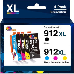 Clorisun 912XL Remanufactured Multipack Compatible with HP 912 Printer Cartridges HP 912XL Multipack for HP OfficeJet Pro 8022 Cartridges HP Officejet Pro 8020 8022 8024 8023 8025 8010 8012 8014
