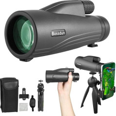 12 x 50 Monocular Telescope with Tripod Carry Bag Hand Strap Phone Adapter - BAK4 Prism & FMC Lens - Waterproof for Travel Bird Watching Wildlife Camping Scene