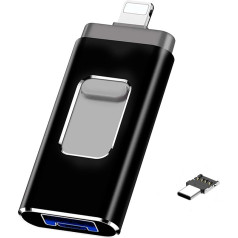 USB Flash Drive for iPhone 256GB, [MFi Certified] 4 in 1 USB Flash Drive with Lightning Port, USB C Micro USB Port, USB 3.0 Memory Stick for iPhone/iPad/Android Phone/Laptop/PC (without App)
