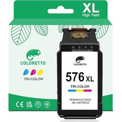 COLORETTO 576XL (1 Colour) Ink Cartridge Replacement for Canon CL-576XL Remanufactured Ink Cartridges for use with Pixma TS3550i TS3551i TR4750i TR4751i Printer