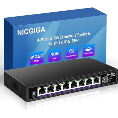 NICGIGA 8 Port 2.5G Ethernet Switch with 10G SFP Uplink, Unmanaged 2.5Gb Network Switch, Plug & Play, Desktop/Wall Mounting, Fanless Metal Design