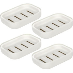 4 Stück Seifenschale, tragbarer Seifenhalter mit Abtropffunktion, Kunststoff-Seifenschale mit Deckel, weiße Seifenschale für Badezimmer, Küche und Reisen