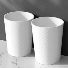 HOLTPHILI Small Trash Can 4.8 Litre Waste Bin Recycling Bin for Bathroom Bedroom Office Kitchen (White, Pack of 2)