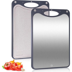 CHDEXU Chopping Board for Kitchen, Titanium Chopping Board Double Sided for Carving Meat, Cutting Vegetables and Fruits, Heavy Cutting Boards with Handle