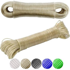 Citystores 15M Washing Line Strong Heavy Duty Extra Strong Steel Core Clothes Line Strong Washing Line Rustproof and Waterproof for Outdoor Use