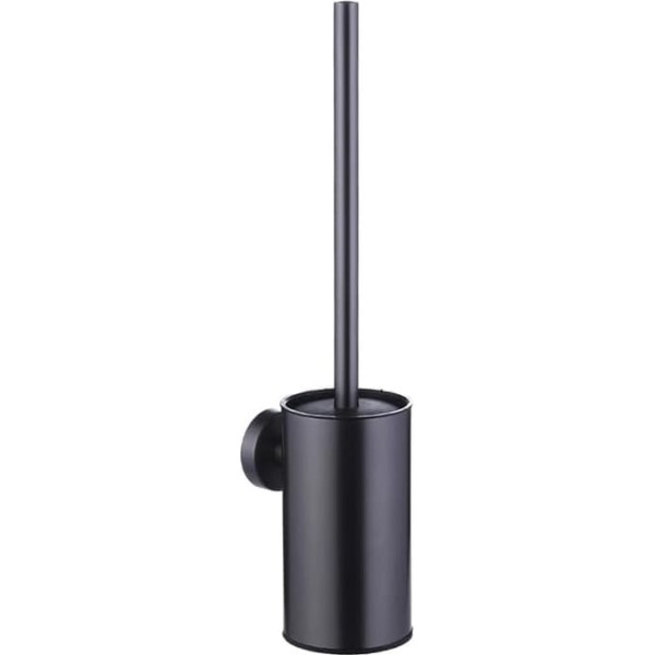 Stainless Steel Toilet Brush and Holder Wall Mounted Long Handle Heavy Duty Bathroom Cleaning Tool (Black)
