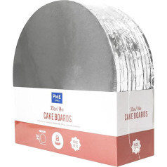 PME Set of 10 Round Cake Boards with Wrapped Edges, Silver (14