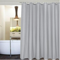 Luoqun88 Shower Curtain, Shower Curtain, Anti-Mould, Waterproof PEVA Bath Curtains, Mildew Resistant Bathroom Shower Curtains with 12 Hooks, Shower Curtains for Bathtub, Shower, 180 x 180 cm (Grey)