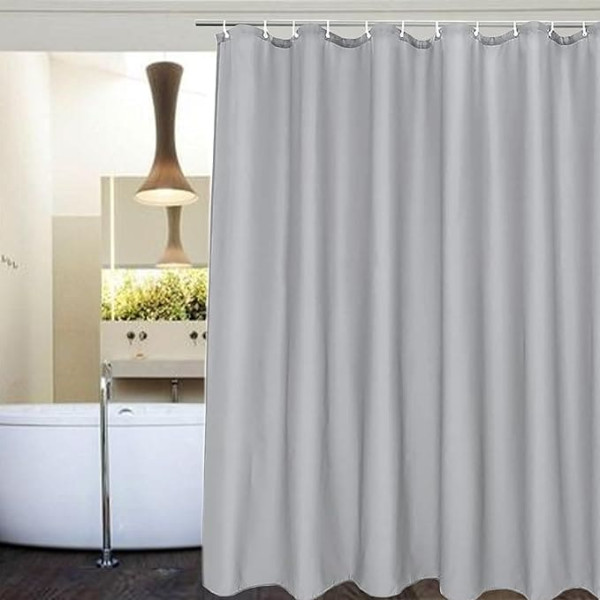 Luoqun88 Shower Curtain, Shower Curtain, Anti-Mould, Waterproof PEVA Bath Curtains, Mildew Resistant Bathroom Shower Curtains with 12 Hooks, Shower Curtains for Bathtub, Shower, 180 x 180 cm (Grey)