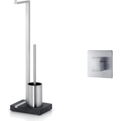 blomus -Menoto Standing Toilet Brush Set Made of Matt Stainless Steel, Freestanding Toilet Butler (63.5 x 15 x 20 cm) & MENOTO Wall Hook Made of Matt Stainless Steel (2.6 x 6 x 6 cm)