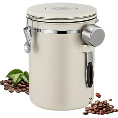 diceevil Vacuum Coffee Canister Airtight Stainless Steel 2.8 L Coffee Beans Container with Measuring Spoon and Time Attendance Storage for Tea Nuts Cocoa