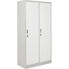 Beliani Doppelspind Umkleideschrank 2-türig Metall weiß/grau abschließbar Athlete