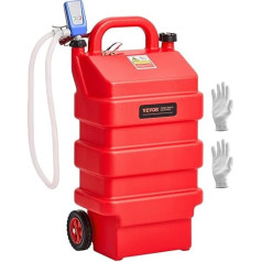 VEVOR Fuel Trolley, 60L Fuel Canister with 12V DC Fuel Transfer Pump, 1.2m Feed Hose & Auto Stop Sensor Nozzle, Tank Adapter, Suitable for Diesel & Petrol, Red