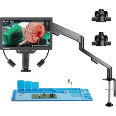 TOMLOV TM3K-3D Max 10.1 Inch IPS Digital Microscope with Magnetic Double Lenses, 3D Soldering Microscope for Adults, 3K UHD HDMI/USB Coin & PCB Magnifier with LED Lighting, Repair Mat, Flex Arm, 64GB