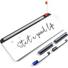 EPANO Whiteboards Desktop Magnetic Glass Whiteboard with Flip Cover, Multifunctional Whiteboard Keyboard Stand, Small Desktop Dry Erase Board with Storage and Mobile Phone Holder, Memo Board