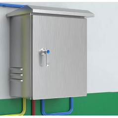 Metal Electric Enclosure Box, Wall Mounted Waterproof and Dustproof Metal Box, Rainproof Edge, Handle Design (80 x 60 x 20 cm)