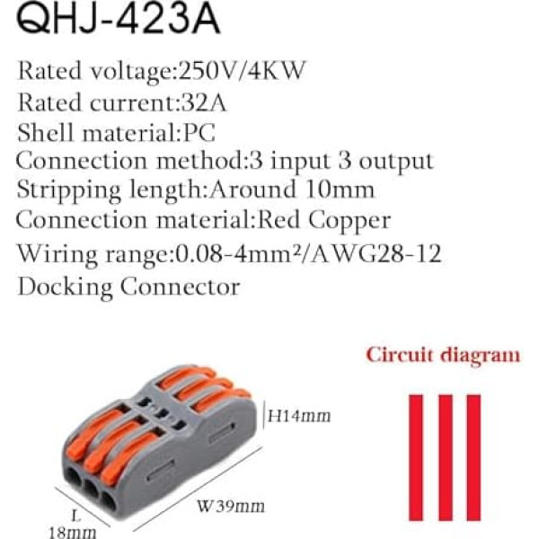 FACSER 30/50/100PCS Wire Connectors 222 Conductor SPL-3 Push-In Terminal Block Cable Splitter Led Light Butt Electrical Connector(8,100PCS)