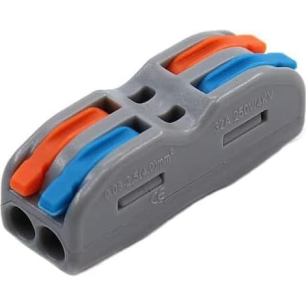 FACSER 30/50/100PCS Wire Connectors 222 Conductor SPL-3 Push-In Terminal Block Cable Splitter Led Light Butt Electrical Connector(8,100PCS)