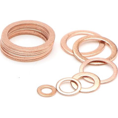 20 Stück M5 M6 M8 M10 M12 M14 M16 M18 M20 M22 Unterlegscheiben aus massivem Kupfer, Unterlegscheibe, flacher Ring, Dichtungsringe, Dichtung, einfache Distanzscheiben, Befestigungselement(6X10X1)