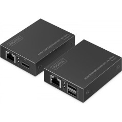 Paplašinātājs pa CAT6 hdmi 4k/30hz vītā pāra kabeli ar kvm usb 1.1 līdz 40m/70m, maks. 253 uztvērēji, ir vadība - komplekts (uztvērējs/raidītājs)