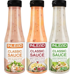 INLEAD - Classic Sauce - Light | Perfect for Diet | No Fat & No Added Sugar | Little Karloria | Ideal for Grilling & Salad Dressings | Zero Sauce - 3 x 350 ml (Mixbox - Fresh)