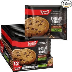Power System Protein Cookie Chocolate Chip Biscuit Vegan 12 x 50 g, 14 g Protein, Low Sugar