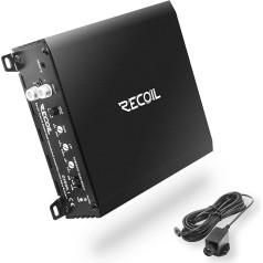 RECOIL DI600.1 Class-D Car Audio Monobloc Subwoofer Amplifier, 1200 Watts Maximum Power, 2/4 Ohm Stable Mosfet Power, Remote Bass Control Included
