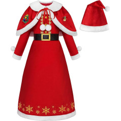ReliBeauty Santa Claus Costume Children Girls Christmas Dress Xmas Santa Claus Costume Christmas Costume Complete with Hat