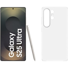 Samsung Galaxy S25 Ultra AI Smartphone with Galaxy AI, 12 GB RAM, 256 GB Memory, Titanium Black, Clear Case