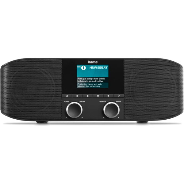 Hama DAB+ Radio with Bluetooth - Kitchen Radio DR1410BT Digital Radio Stereo, Alarm Clock, Headphone Jack Aux 3.5 mm, FM, Colour Display - Black