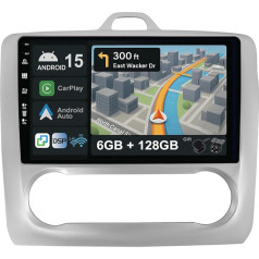 [6G + 128G] IPS 9 Inch Android 14 Car Radio for Ford Focus 2004-2011 with Navi Octa Core [Built-in CarPlay/Android Auto/DSP/Mirror Link/GPS Navi/360 Camera/Bluetooth 5.0/WiFi/USB