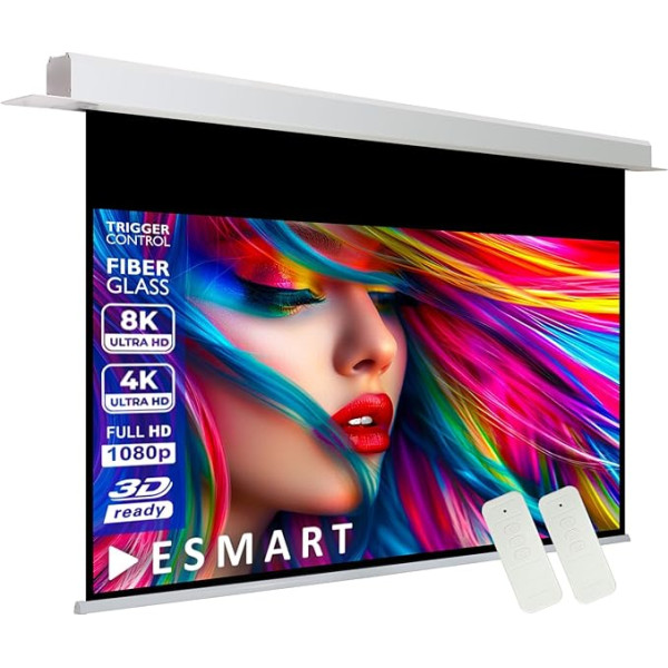 ESMART Expert CSX Recessed Ceiling Screen 273 cm Picture 221 x 125 cm (100 Inches) 16:9 Infrared Remote Control Trigger Control Home Cinema Electric Projector Motor Projection Screen