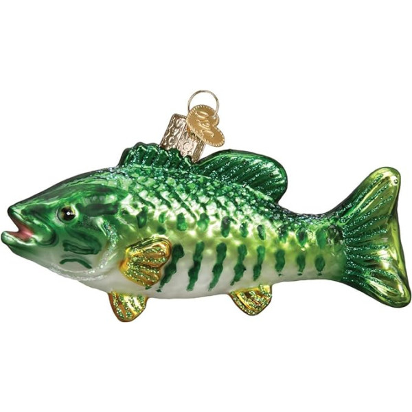 Old World Christmas Fish Collection Glass Christmas Tree Ornaments, Small Mouthbass