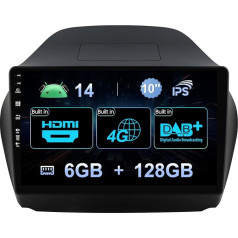 MISONDA 6G+128G 4G DAB+ Android 14 Car Radio for Hyundai Tucson/IX35 2009-2015 Radio Carplay Android Car 10 Inch QLED Screen 2 Din GPS Navigation WiFi Bluetooth FM RDS Rear View Camera
